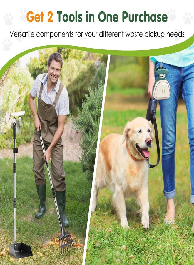 ليتشي مجموعة مجرفة ومجرفة متينة من الفولاذ المقاوم للصدأ من ليتشي، مثالية للحديقة - مجرفة محمولة للكلاب الصغيرة والمتوسطة الحجم، بمقبض طويل قابل للتعديل، مقاومة للصدأ، مع ملحق للكيس، ومشبك للرباط - Image 2